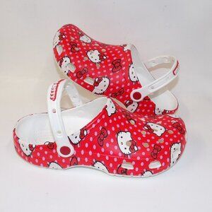 Crocs Hello Kitty Classic Polka Dot Red Jibbitz Straps Womens Size 11